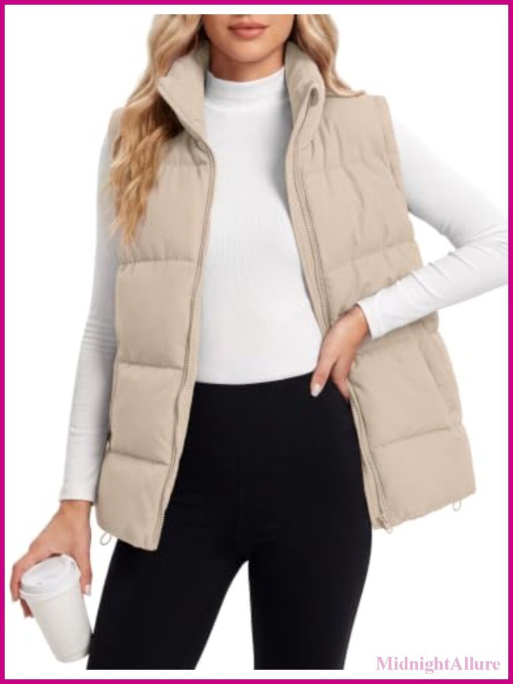 Women's Quilted Puffer Vest Sleeveless Padded Zip Up